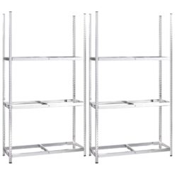 Alternative view of 2 Piece Steel 3-Layer Tyre Rack Set 110x40x200cm - Silver