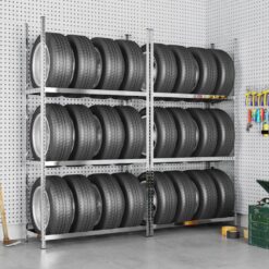 2 Piece Steel 3-Layer Tyre Rack Set 110x40x200cm - Silver