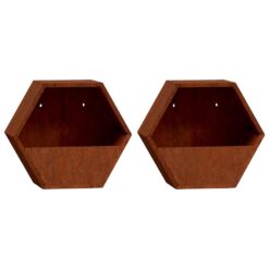 Alternative view of 2 Piece Corten Steel Wall Planters 30x10x25cm - Rusty