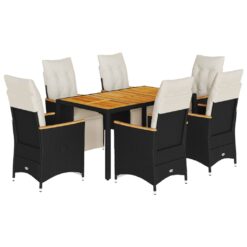 Alternative view of 7 Piece Poly Rattan Garden Bistro Set with Cushions