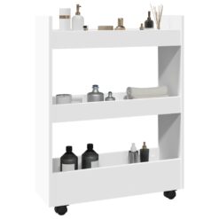 Narrow Storage Trolley 3 Tier 60x22x80cm - White