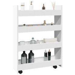 Narrow Storage Trolley 4 Tier 60x20x82cm - White