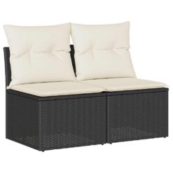 Alternative view of 4 Piece Poly Rattan & Acacia Wood Garden Sofa Set with Cushions