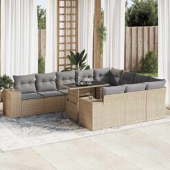 11 Piece Poly Rattan Garden Sofa Set with Cushions