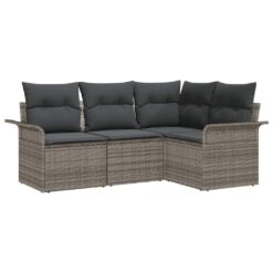 Alternative view of 4 Piece Poly Rattan Garden Sofa Set with Cushion