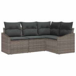 Alternative view of 4 Piece Poly Rattan Sofa Set with Cushion
