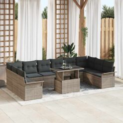 11 Piece Poly rattan Garden Sofa Set with Cushion