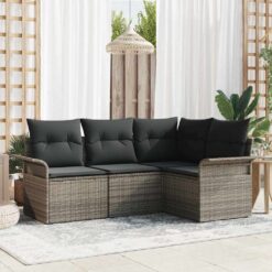 4 Piece Poly Rattan Garden Sofa Set with Storage