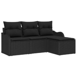 Alternative view of 4 Piece Poly Rattan Garden Sofa Set with Storage 55x62x69cm - Black