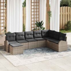 8 Piece Poly Rattan Sofa Set with Cushion with Storage