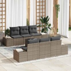 8 Piece Poly Rattan Garden Sofa Set with Cushion