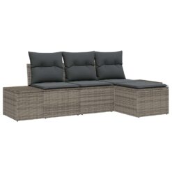 Alternative view of 4 Piece Poly Rattan Garden Sofa Set with Cushion