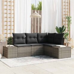 4 Piece Poly Rattan Garden Sofa Set with Storage