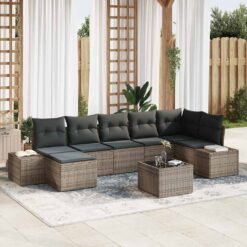7 Piece Poly Rattan Garden Sofa Set with Cushion