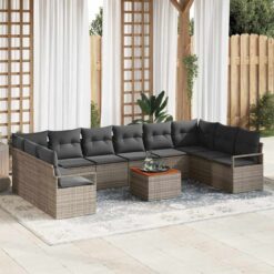 11 Piece Poly Rattan Garden Sofa Set with Storage