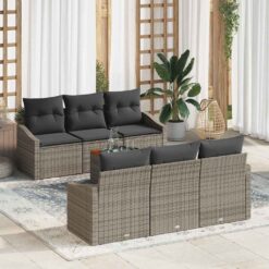 7 Piece Poly Rattan Garden Sofa Set with Storage