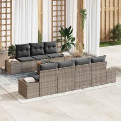 8 Piece Poly Rattan Garden Sofa Set with Storage