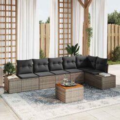 7 Piece Poly Rattan Garden Sofa Set with Storage