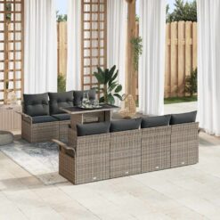 8 Piece Poly Rattan Garden Sofa Set with Cushion