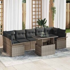 8 Piece Poly rattan Garden Sofa Set with Cushion