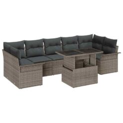 Alternative view of 8 Piece Poly rattan Garden Sofa Set with Cushion