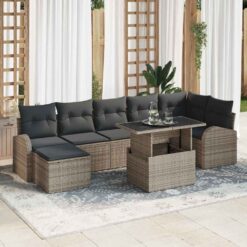 8 Piece Poly rattan Garden Sofa Set with Cushion