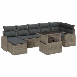 Alternative view of 8 Piece Poly rattan Garden Sofa Set with Cushion