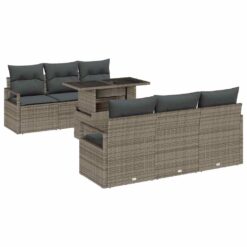 Alternative view of 7 Piece Poly rattan Garden Sofa Set with Cushion