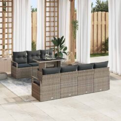 8 Piece Poly rattan Garden Sofa Set with Cushion