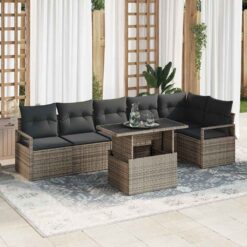 7 Piece Poly rattan Garden Sofa Set with Storage