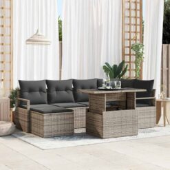 7 Piece Poly rattan Garden Sofa Set with Storage