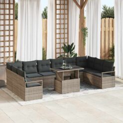 11 Piece Poly Rattan Garden Sofa Set with Cushion
