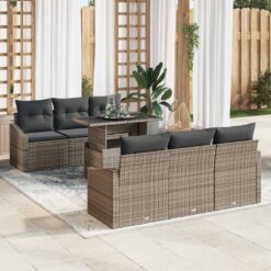 7 Piece Poly rattan Garden Sofa Set with Storage