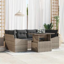 7 Piece Poly rattan Garden Sofa Set with Storage