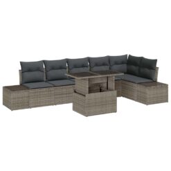 Alternative view of 7 Piece Poly Rattan Garden Sofa Set with Cushion