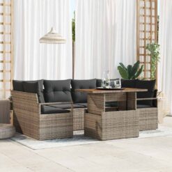 7 Piece Poly rattan Garden Sofa Set with Storage