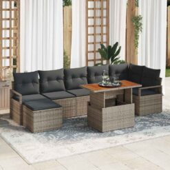 8 Piece Poly rattan Garden Sofa Set with Storage