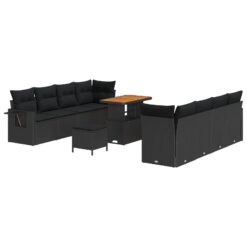 Alternative view of 11 Piece Poly Rattan Garden Sofa Set with Cushion 62x55x85cm - Black