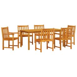 Alternative view of 7 Piece Acacia Wood Garden Dining Set 180x90x75cm - Brown