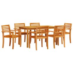 Alternative view of 7 Piece Acacia Wood Garden Dining Set 140x80x74cm - Brown