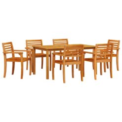 Alternative view of 7 Piece Acacia Wood Garden Dining Set 140x80x74cm - Brown