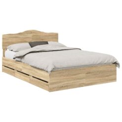 Alternative view of Bed Frame with Drawer 150x200cm - Oak