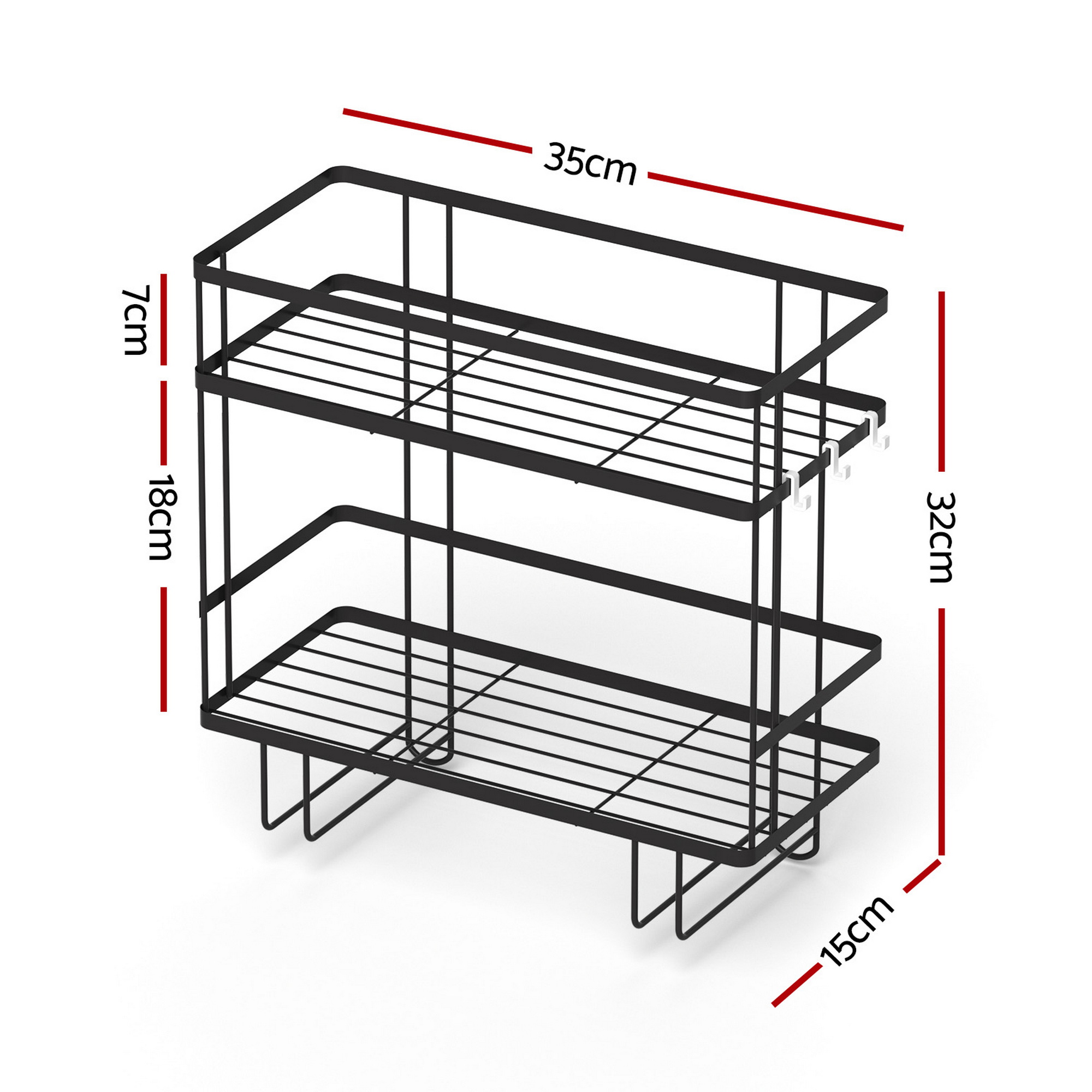 Alternative view of 2 Tier Storage Rack - Black