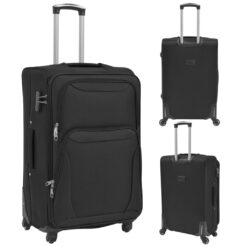 Alternative view of 3 Piece Fabric Soft Case Trolley Set – Black