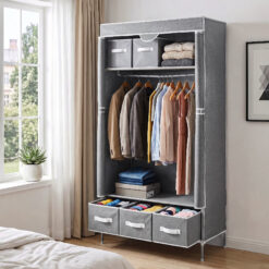 Portable Clothes Wardrobe - Grey