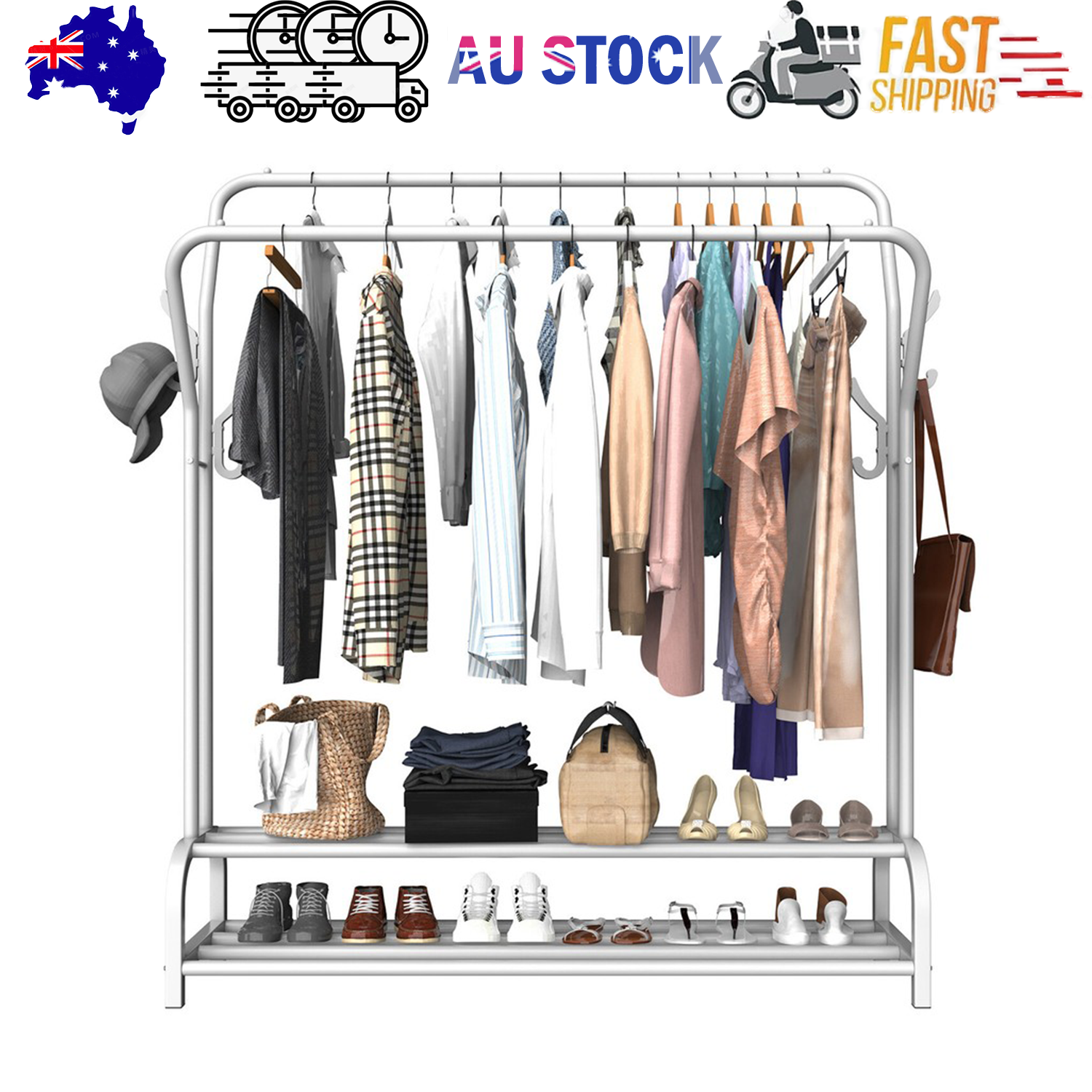 Metal Double Clothes Rail Rack